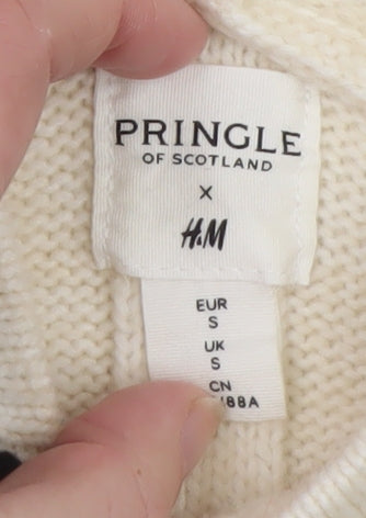Pringle of Scotland x H&M Men's Ivory Hooded Pullover Jumper Size S