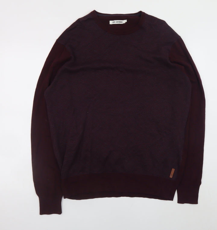 Ben Sherman Men's Brown 2XL Cotton Crew Neck Pullover Jumper