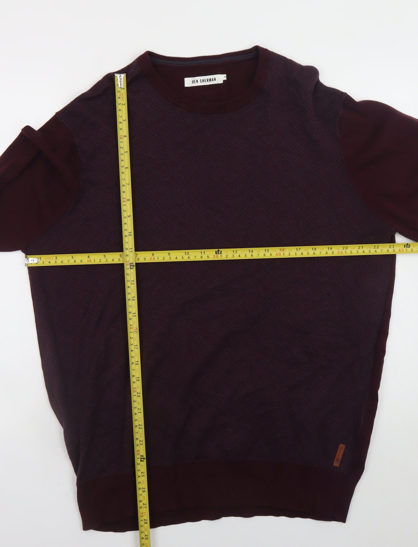 Ben Sherman Men's Brown 2XL Cotton Crew Neck Pullover Jumper