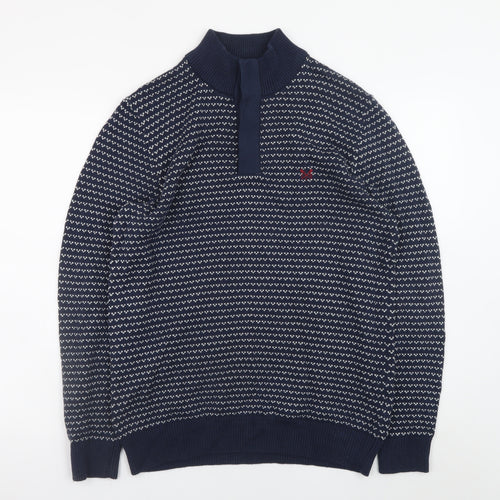 Crew Clothing Company Men's Blue Cotton Henley Jumper M