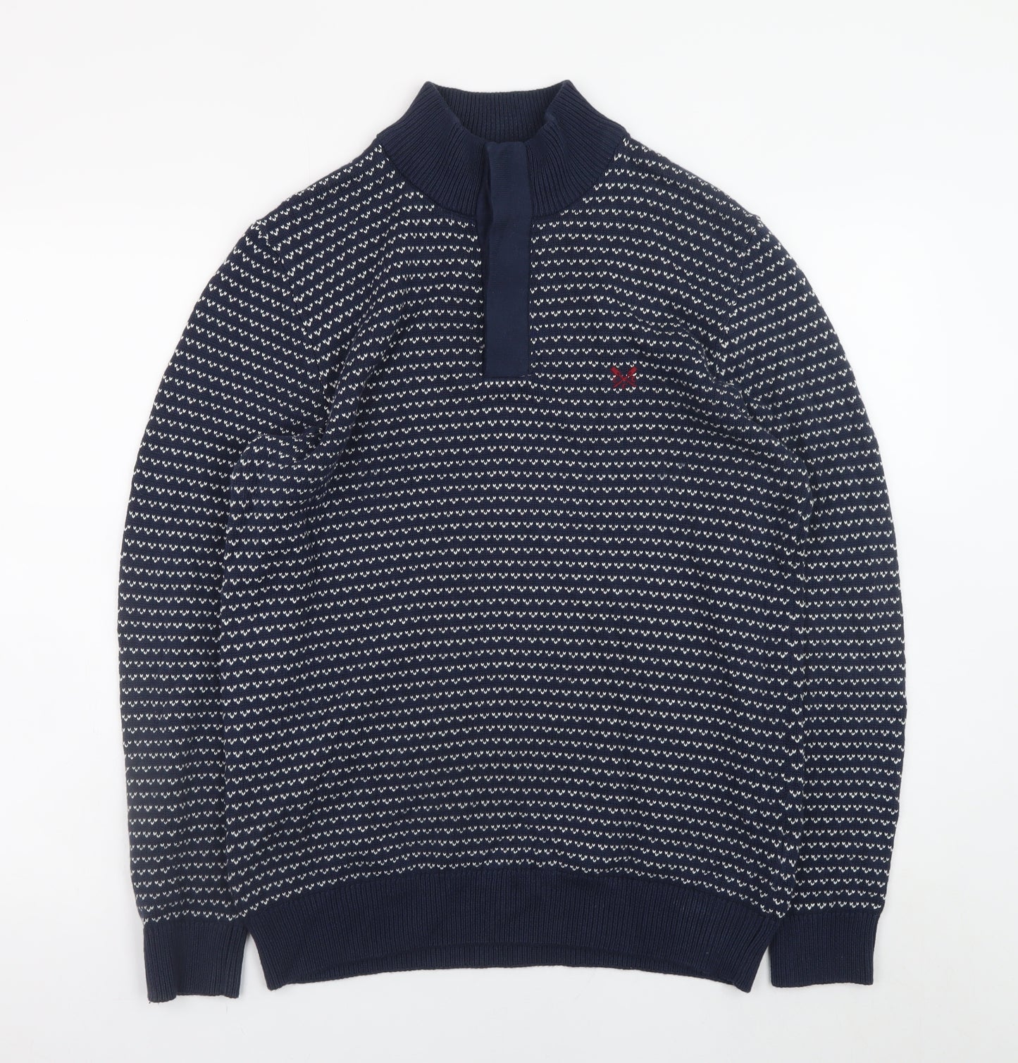 Crew Clothing Company Men's Blue Cotton Henley Jumper M