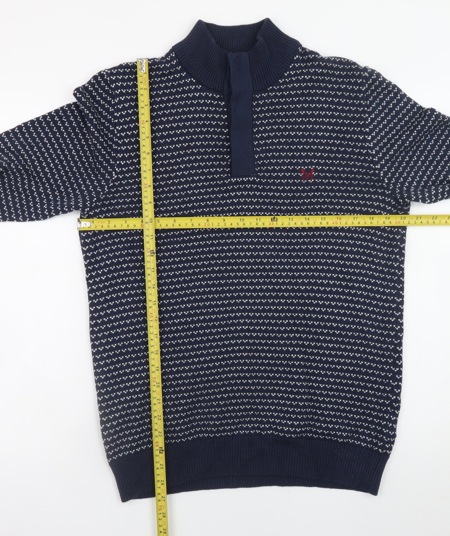 Crew Clothing Company Men's Blue Cotton Henley Jumper M