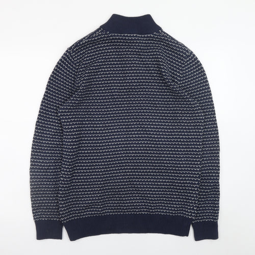 Crew Clothing Company Men's Blue Cotton Henley Jumper M