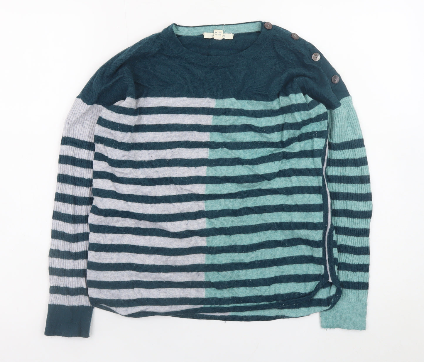 White Stuff Women's Multicoloured Striped Long Sleeve Jumper UK 10