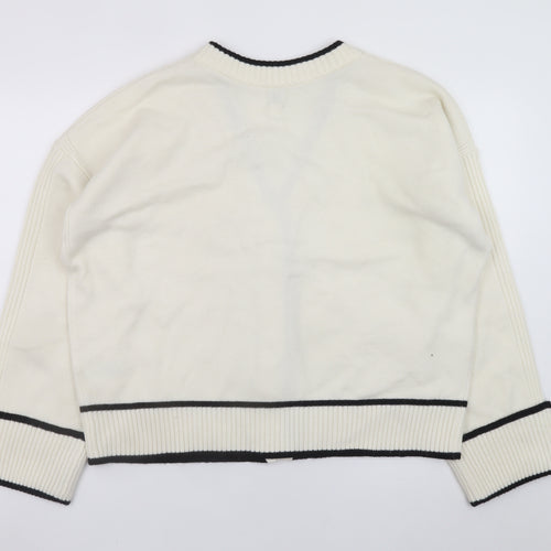 River Island Women Ivory L V-Neck Button Cardigan Knit Jumper