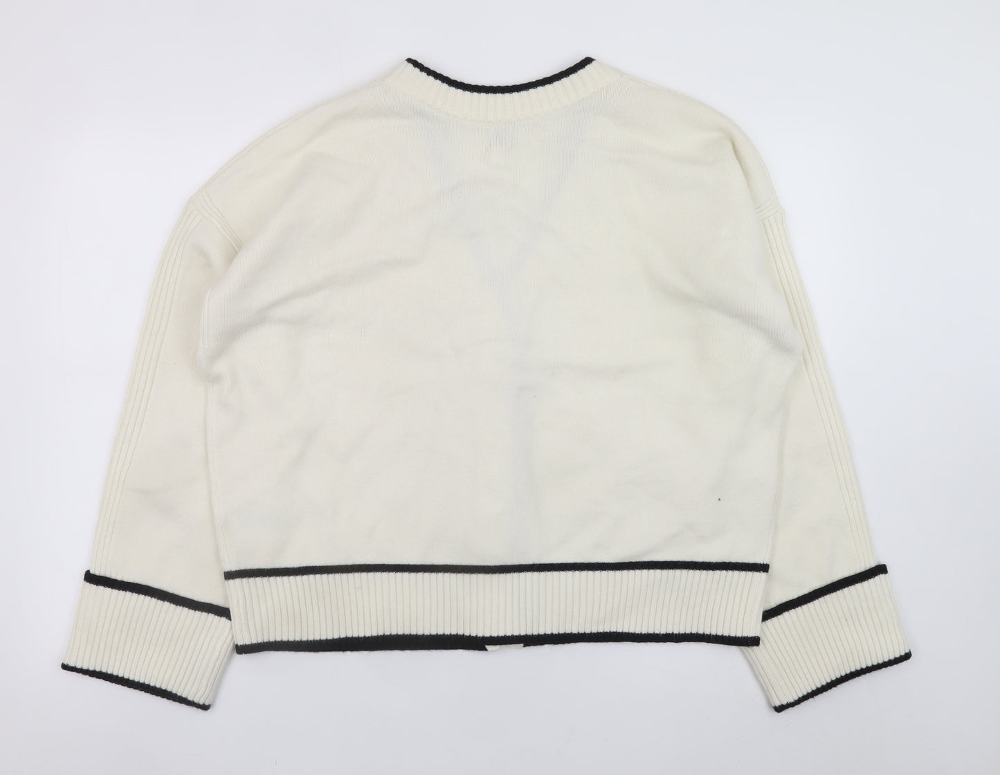 River Island Women Ivory L V-Neck Button Cardigan Knit Jumper