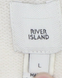 River Island Women Ivory L V-Neck Button Cardigan Knit Jumper