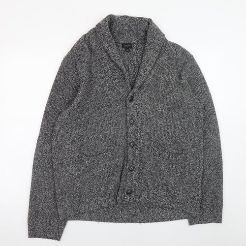 J.Crew Men's Grey Wool Blend Chunky Knit Cardigan L