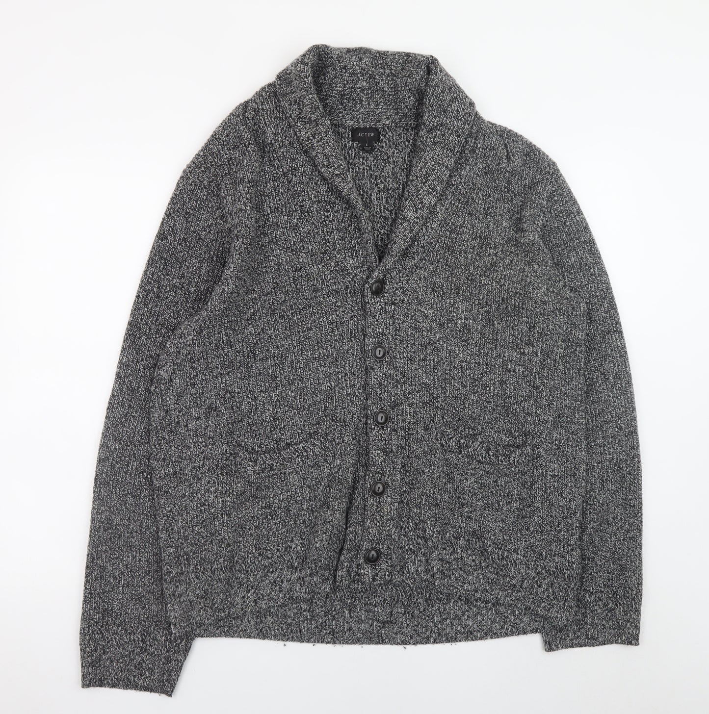 J.Crew Men's Grey Wool Blend Chunky Knit Cardigan L