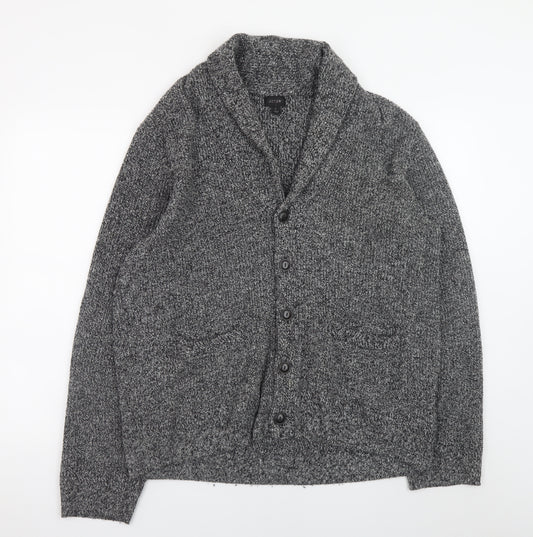J.Crew Men's Grey Wool Blend Chunky Knit Cardigan L