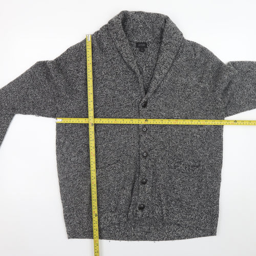J.Crew Men's Grey Wool Blend Chunky Knit Cardigan L