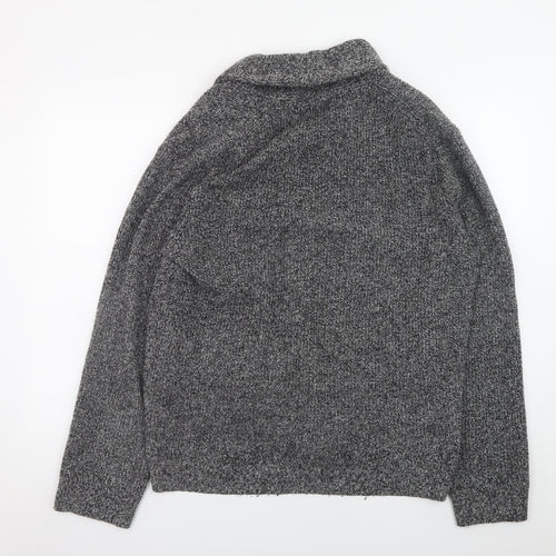 J.Crew Men's Grey Wool Blend Chunky Knit Cardigan L