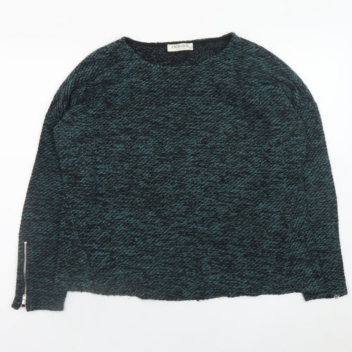 Marks and Spencer Women Green Cotton Blend Crew Neck Pullover Jumper Size 16