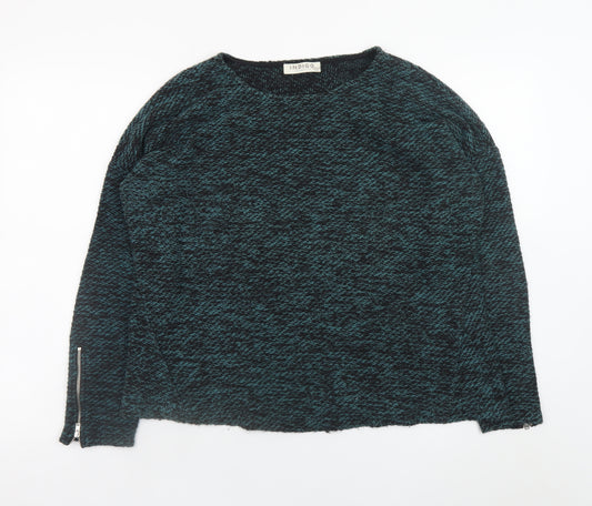 Marks and Spencer Women Green Cotton Blend Crew Neck Pullover Jumper Size 16