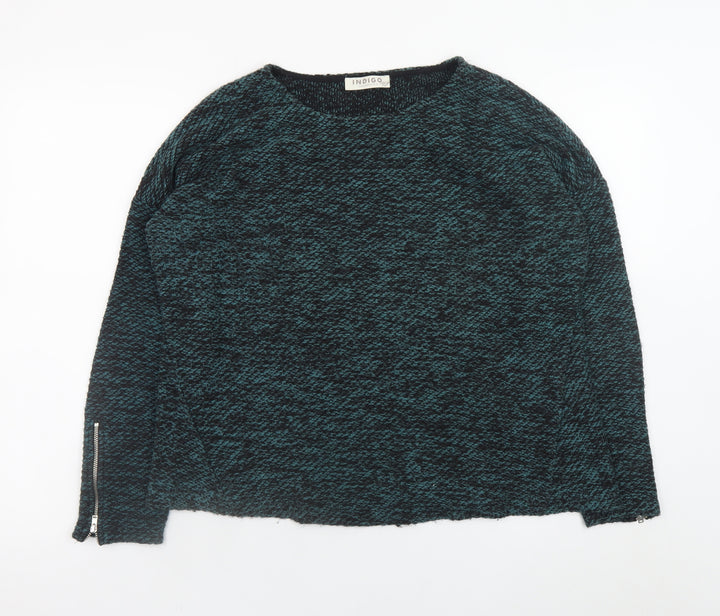Marks and Spencer Women Green Cotton Blend Crew Neck Pullover Jumper Size 16