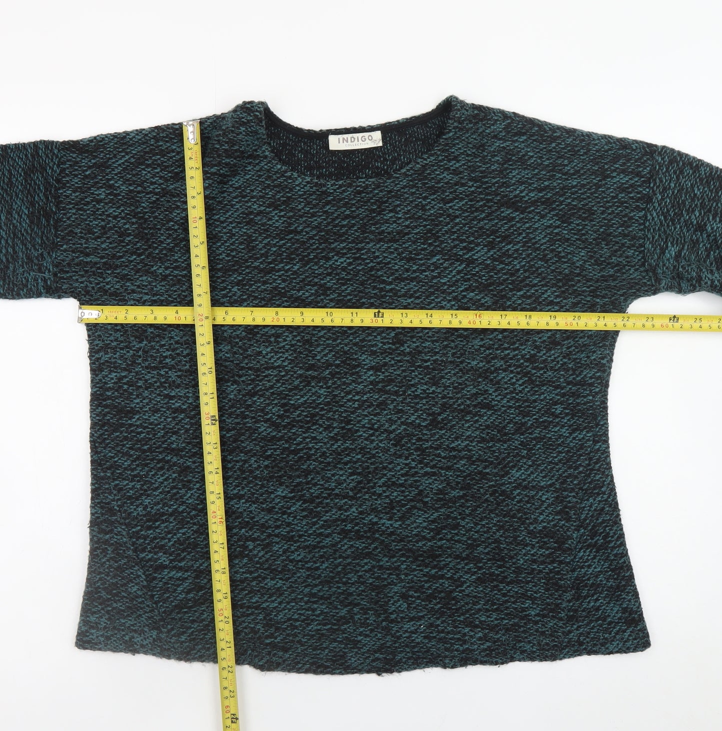 Marks and Spencer Women Green Cotton Blend Crew Neck Pullover Jumper Size 16