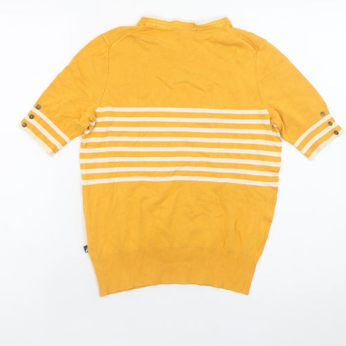 Nautica Jeans Women's Yellow Striped Knit Pullover Jumper Size S