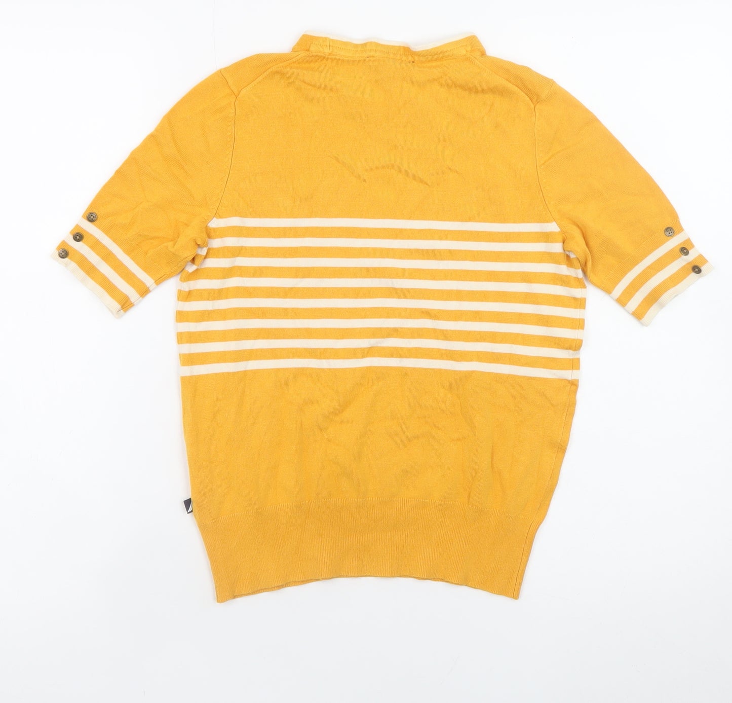 Nautica Jeans Women's Yellow Striped Knit Pullover Jumper Size S