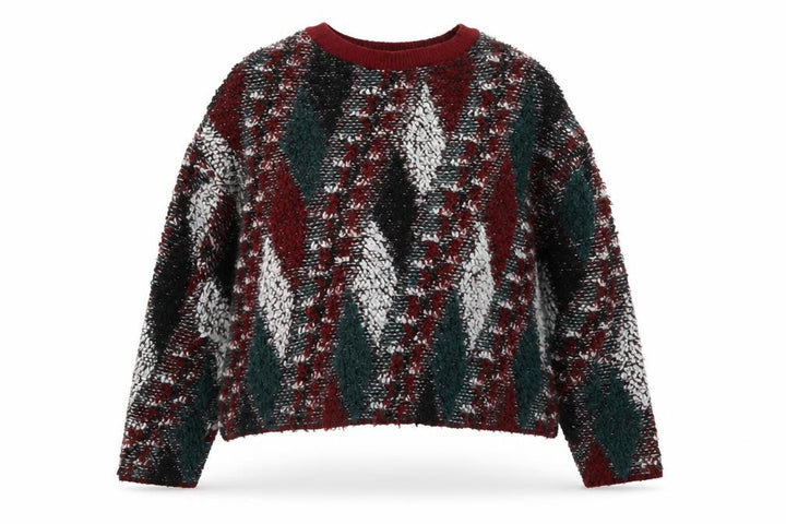 Pull&Bear Women's Multicoloured Argyle Knit Jumper Size 8