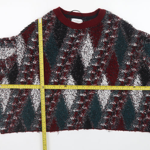 Pull&Bear Women's Multicoloured Argyle Knit Jumper Size 8