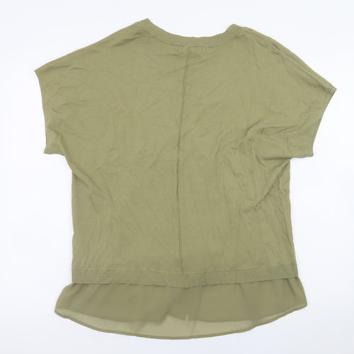Next Women Green Tunic Blouse L V-Neck Short Sleeve