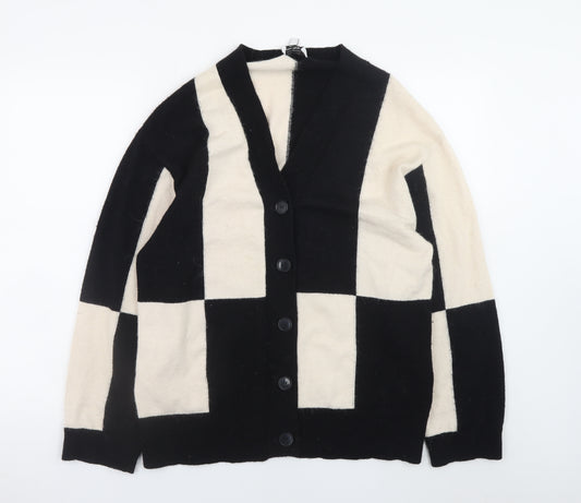 & Other Stories Women’s Black Ivory Geometric Knit Cardigan M