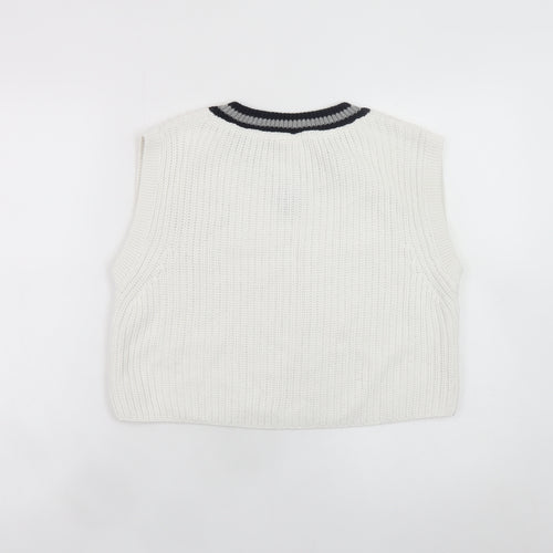 Derby Outfitters Women's White V-Neck Knit Vest S