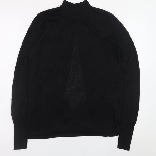 Next Women Black High Neck Long Sleeve Metallic Knit Jumper Size 12