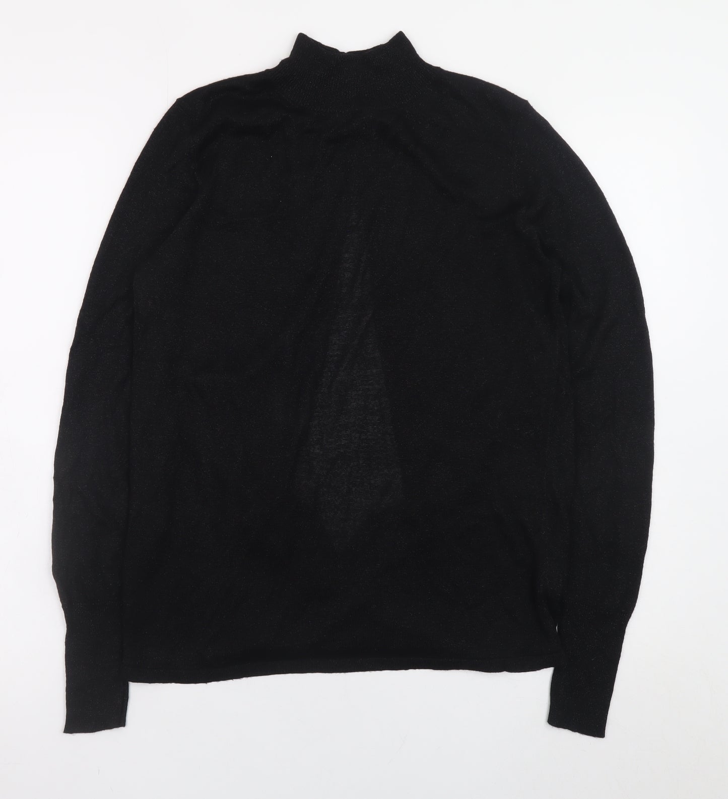 Next Women Black High Neck Long Sleeve Metallic Knit Jumper Size 12