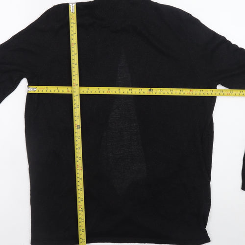 Next Women Black High Neck Long Sleeve Metallic Knit Jumper Size 12