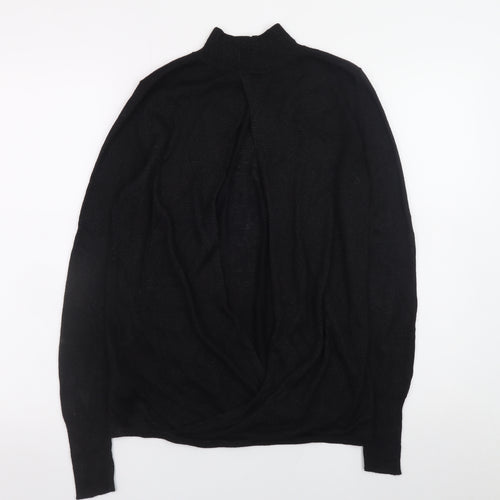 Next Women Black High Neck Long Sleeve Metallic Knit Jumper Size 12