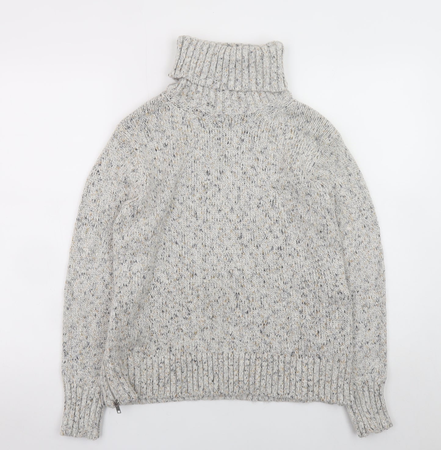 Great Plains Womens Grey Roll Neck Chunky Knit Jumper Size 10