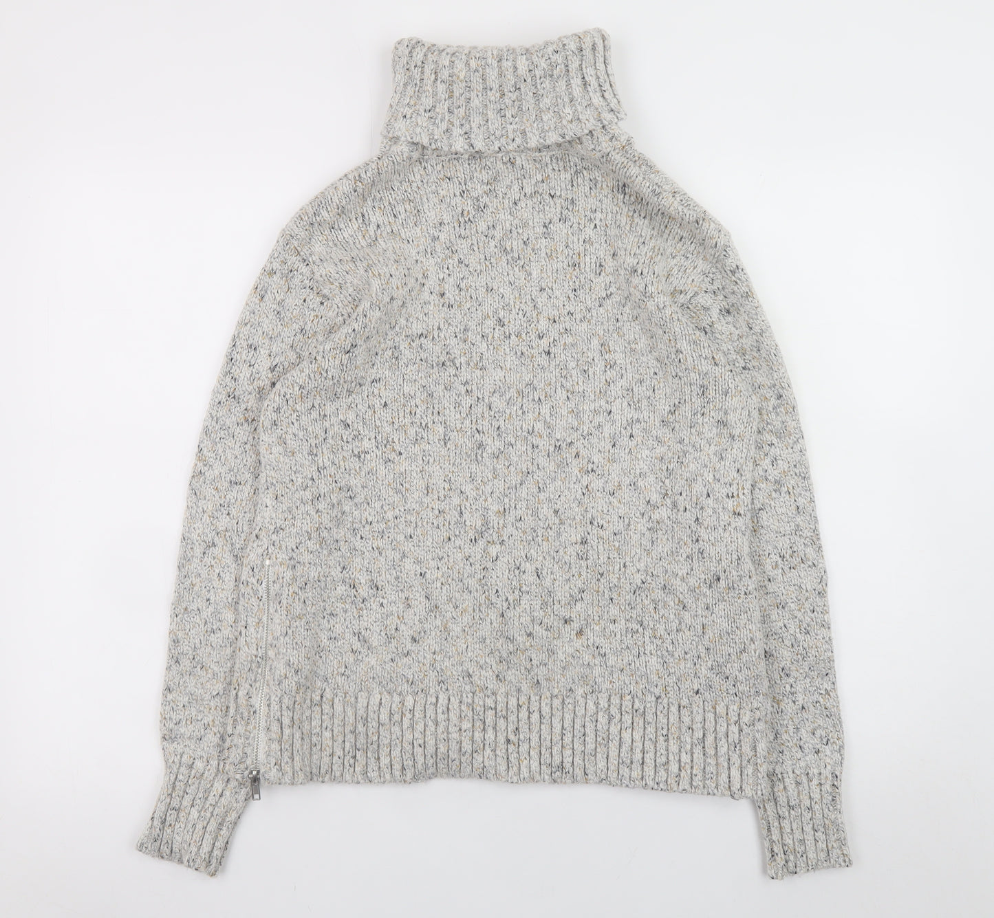 Great Plains Womens Grey Roll Neck Chunky Knit Jumper Size 10