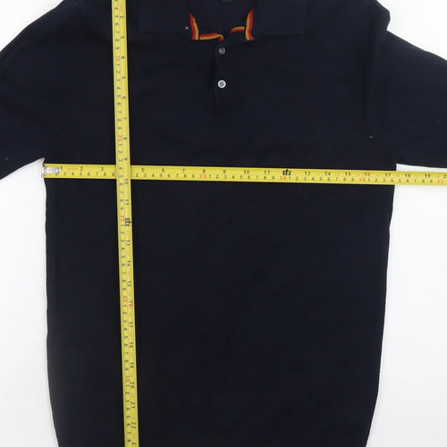 Next Men's Blue Collared Henley Jumper Size S Cotton Knit