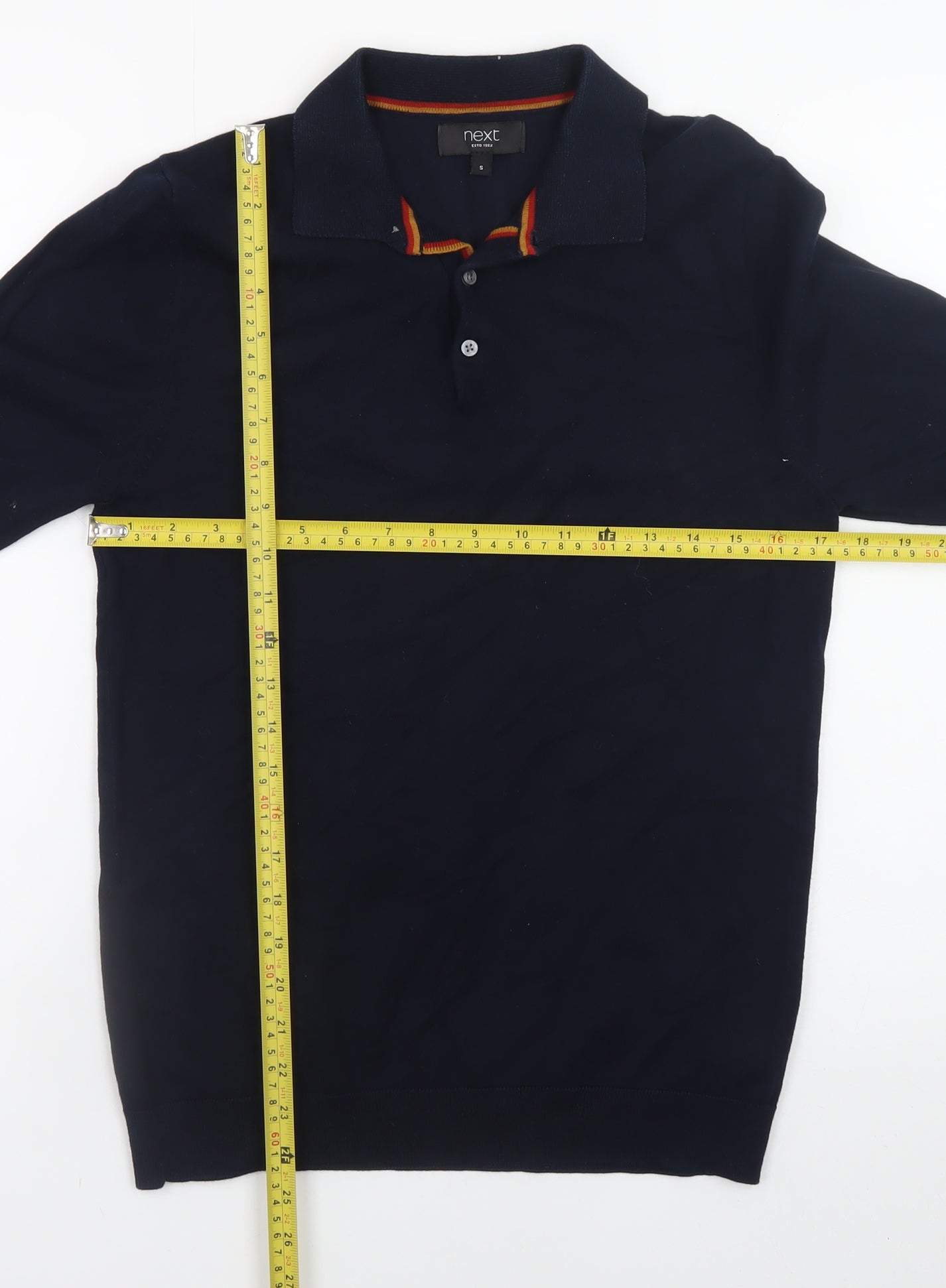Next Men's Blue Collared Henley Jumper Size S Cotton Knit