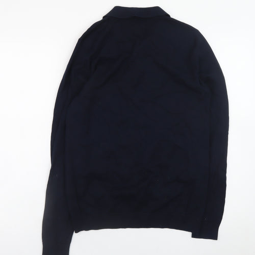 Next Men's Blue Collared Henley Jumper Size S Cotton Knit