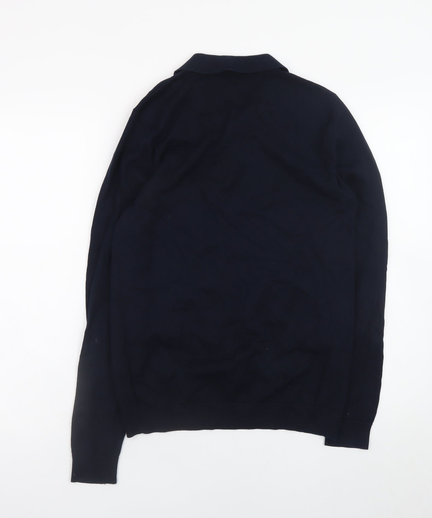 Next Men's Blue Collared Henley Jumper Size S Cotton Knit
