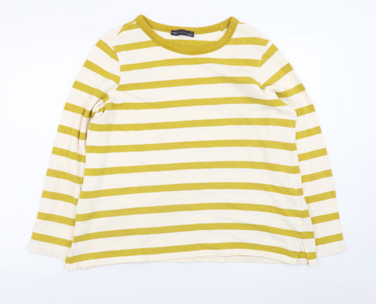 Marks and Spencer Women’s Yellow Striped Long Sleeve Cotton T-Shirt Size 14