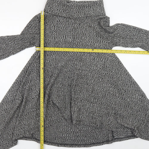 Klass Womens Grey Trapeze Knit Roll Neck Long Sleeve Dress S