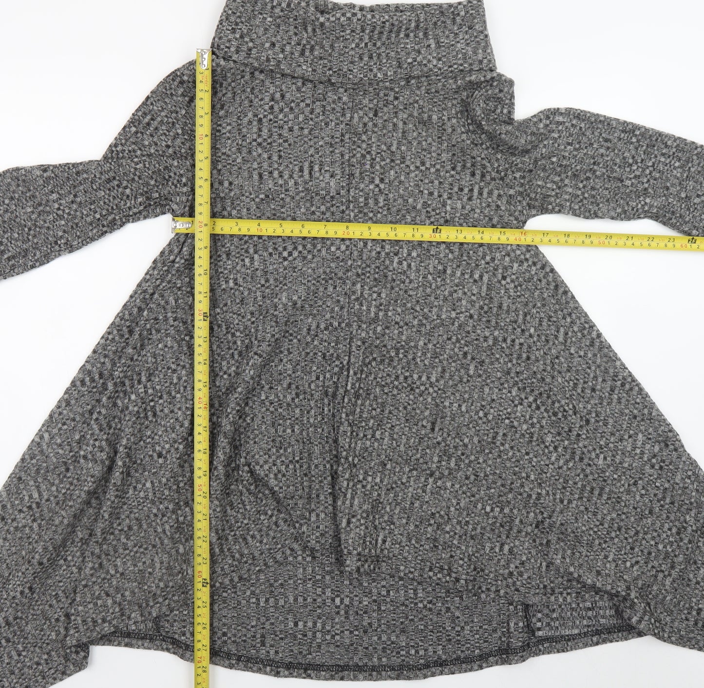 Klass Womens Grey Trapeze Knit Roll Neck Long Sleeve Dress S