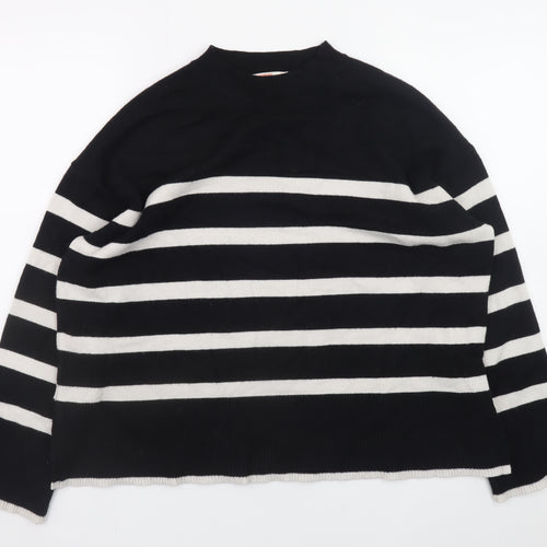 John Lewis Women Black White Striped Crew Neck Knit Jumper M