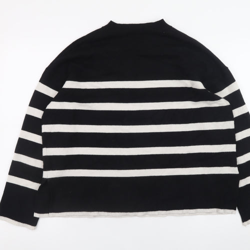 John Lewis Women Black White Striped Crew Neck Knit Jumper M