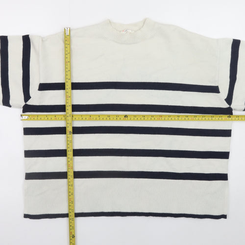 John Lewis Women’s White Navy Striped Crew Neck Pullover Jumper L