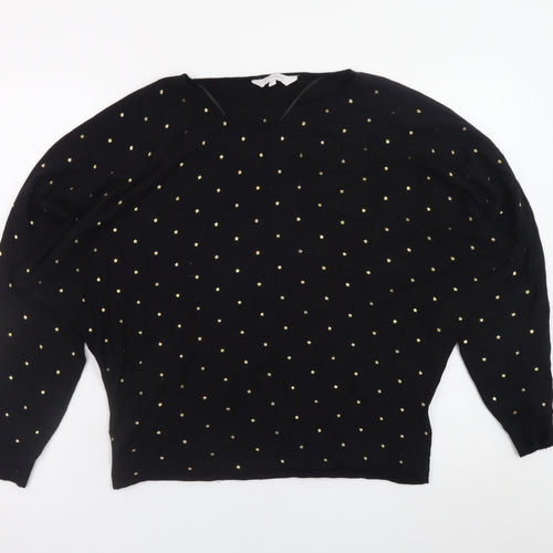 Principles Women Black Gold Studded Batwing Jumper Size 16