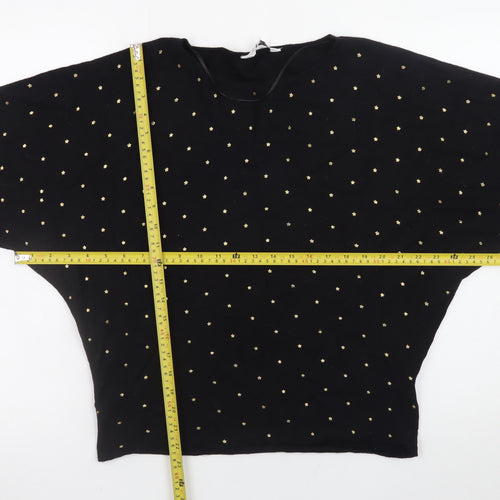 Principles Women Black Gold Studded Batwing Jumper Size 16