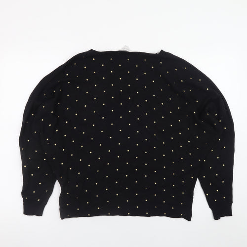 Principles Women Black Gold Studded Batwing Jumper Size 16
