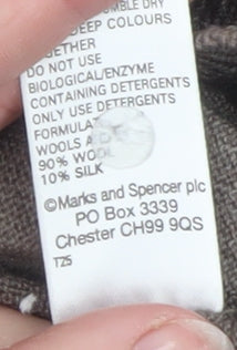 Marks and Spencer Men’s Brown Wool Silk V-Neck Jumper Size L