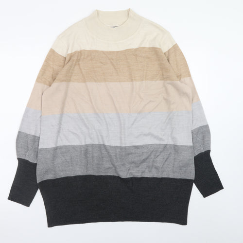 Marks and Spencer Women’s Multicoloured High Neck Striped Acrylic Jumper Size L