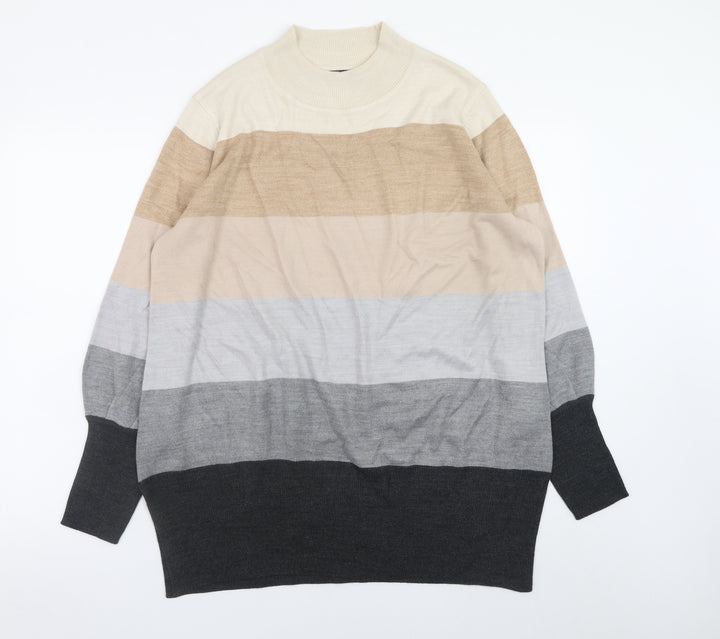 Marks and Spencer Women’s Multicoloured High Neck Striped Acrylic Jumper Size L