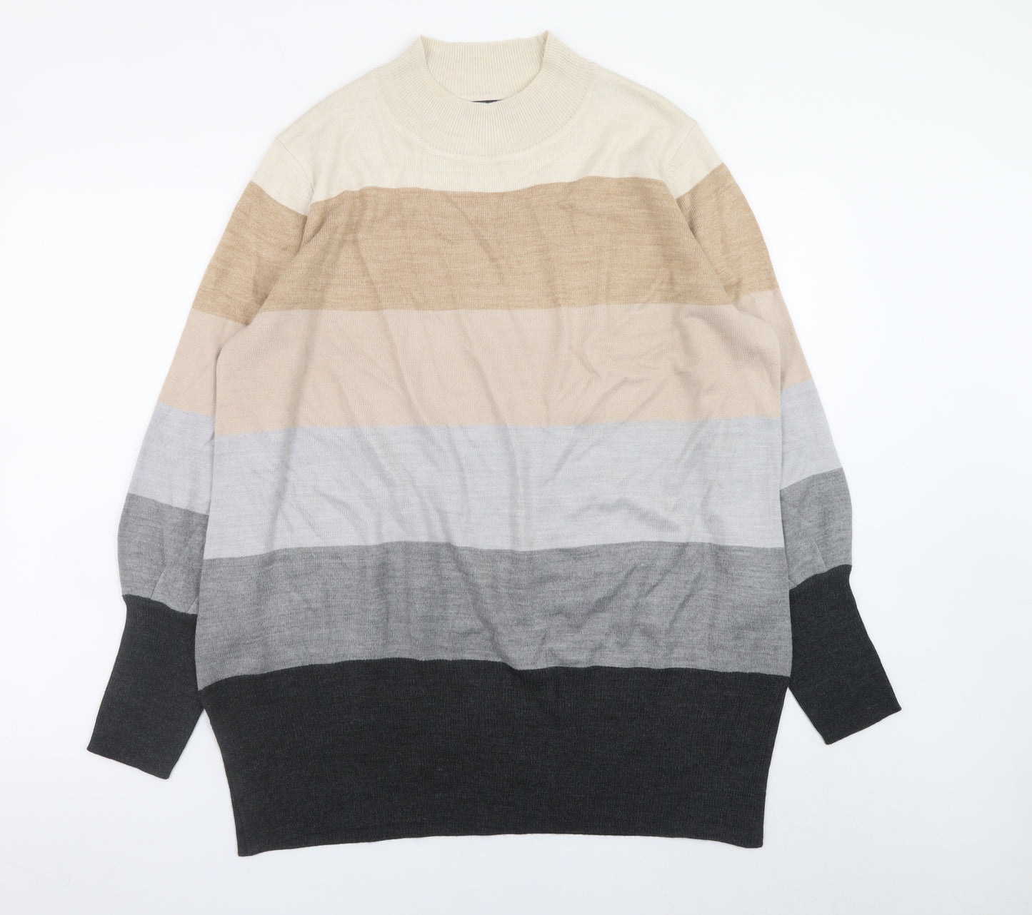 Marks and Spencer Women’s Multicoloured High Neck Striped Acrylic Jumper Size L
